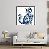 Blue Porcelain Cat - 11CT Stamped Cross Stitch 40*40cm tapestrymarket