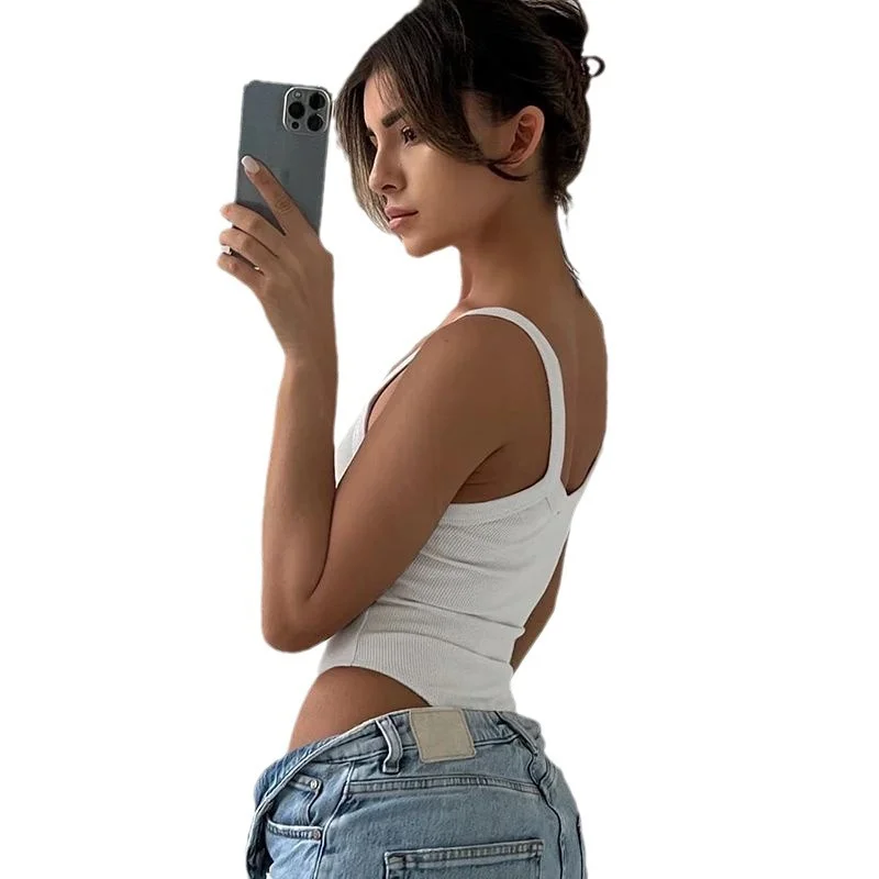 Brownm Brownm Women's Vest Thread Jumpsuit Solid Color U-Neck Sleeveless Tight Jumpsuit Women