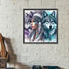 Diamond Painting-DIY Full Round Drill Girl Wolf(40*40 CM)