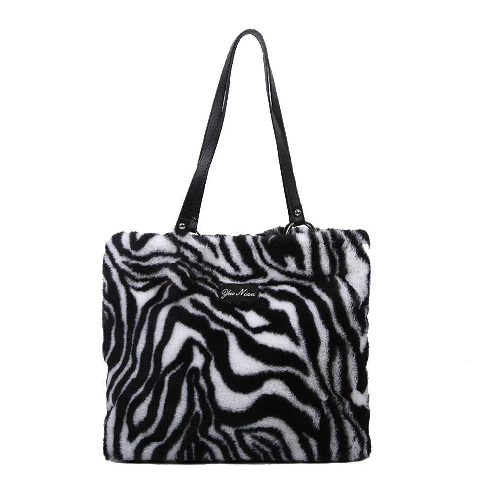 

Retro Big Capacity Animal Pattern Handbag Women Plush Shoulder Bag -1, 501 Original