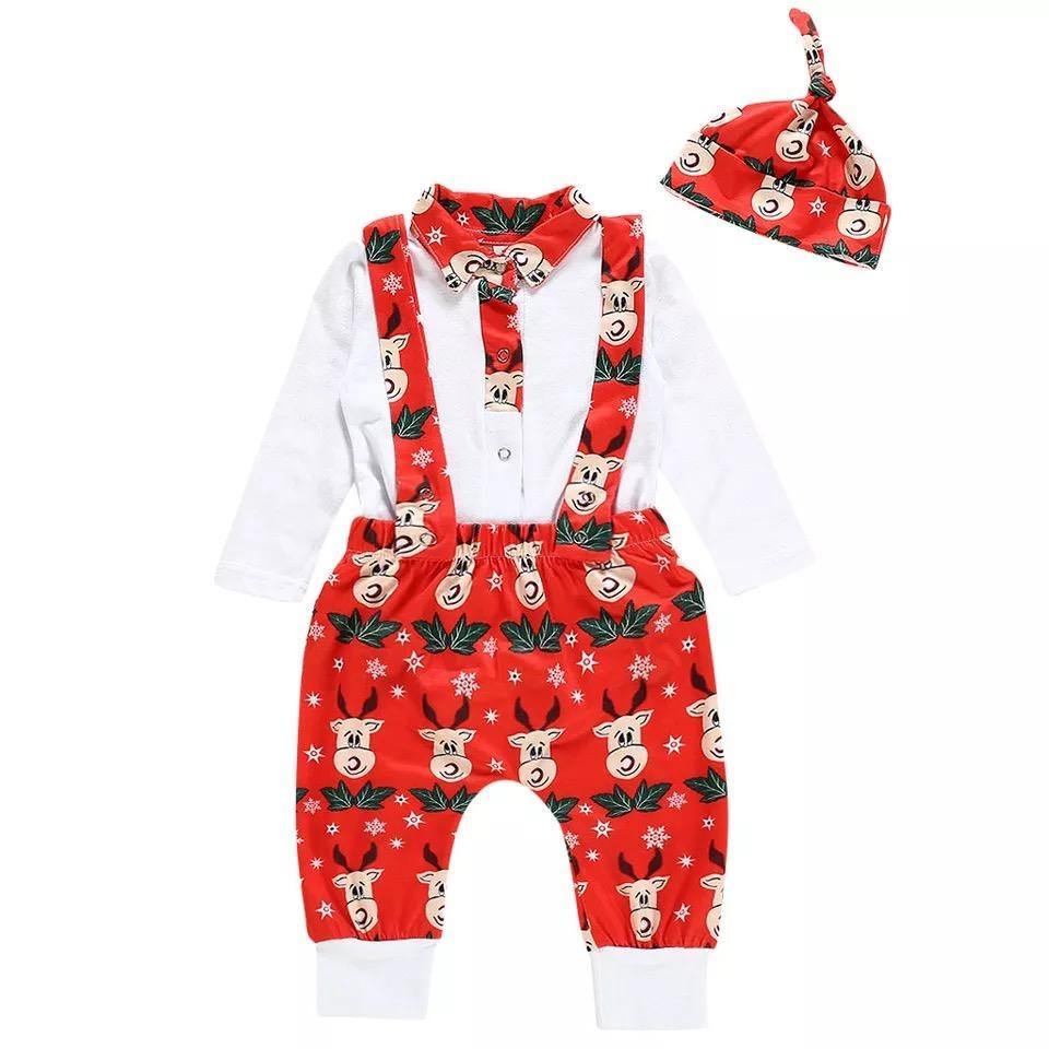 Newborn Baby Boy Girl Tops Strap Hats Outfit Clothes