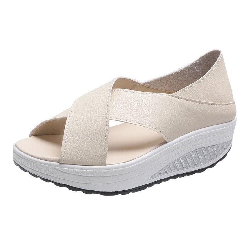 Back Strap Slip-on PU Women Open Toe Wedges Shoes for Women Platform Sandals Womens Sandal Heels Sandles Shoes Zapatos Summer