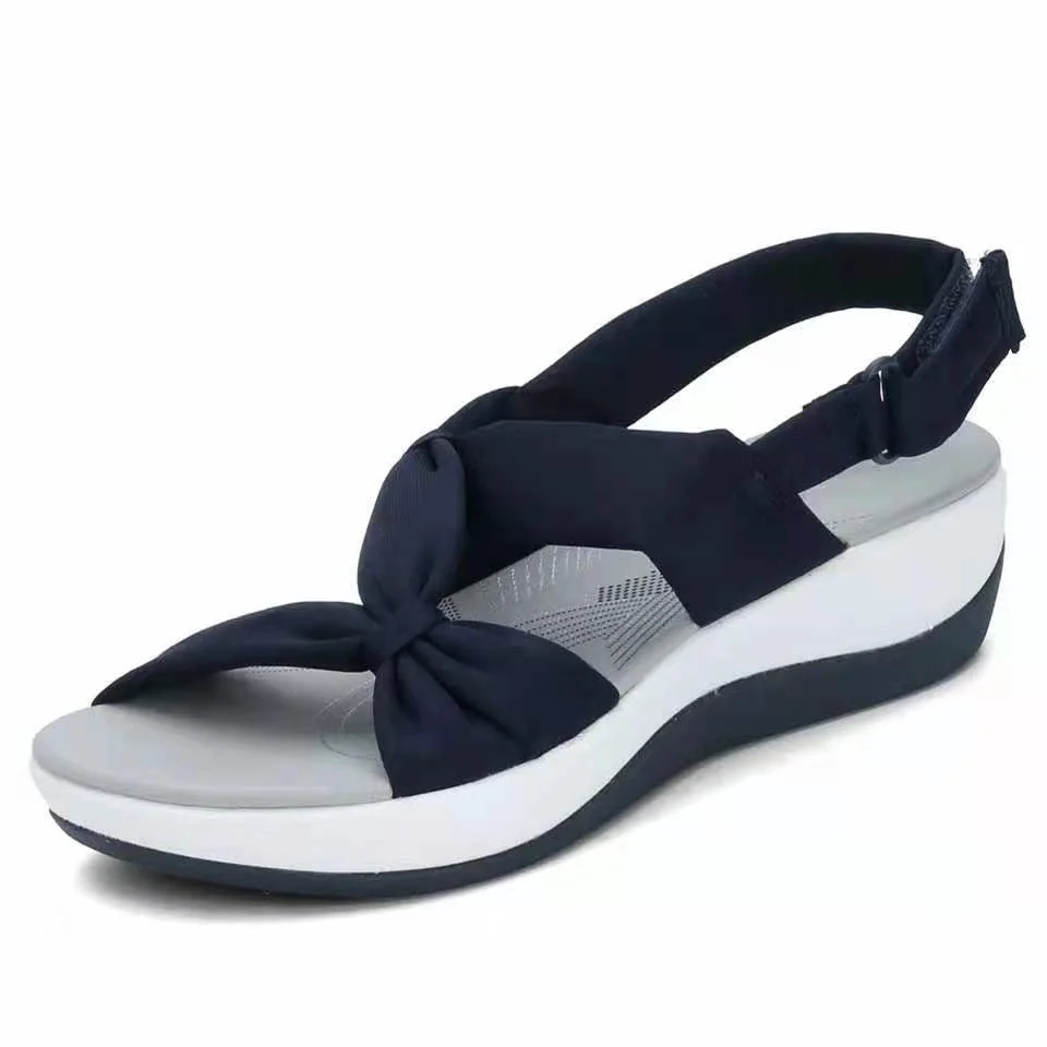 Women Sandals 2022 Summer Closed Toe Roman Sandals Women Bow Platform Wedges Sandals Women Velcro Sandals Plus Size 43
