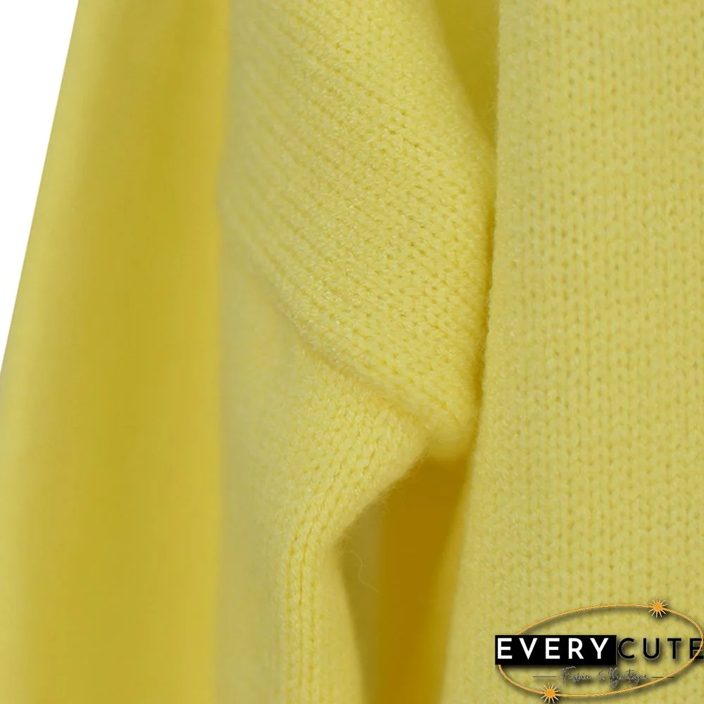 Yellow Colorblock Loose Style Knit Sweater