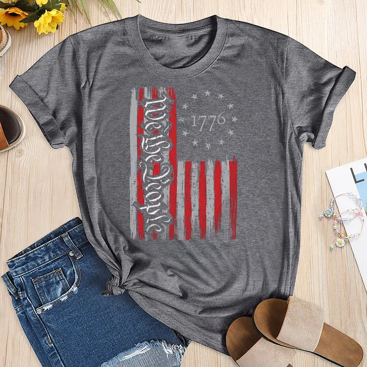 Independence Day Print USA Flag T-shirt Tee-Annaletters