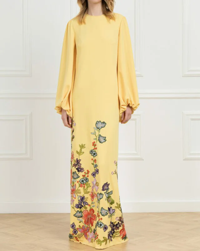 Shift-Floral Irregular Silk Dress
