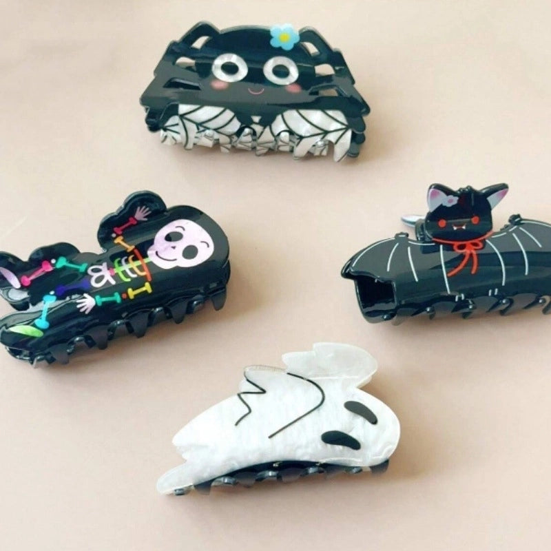 Halloween Hip-Hop Retro Funny Women's Spider Bat Skull Arylic Hair Claws