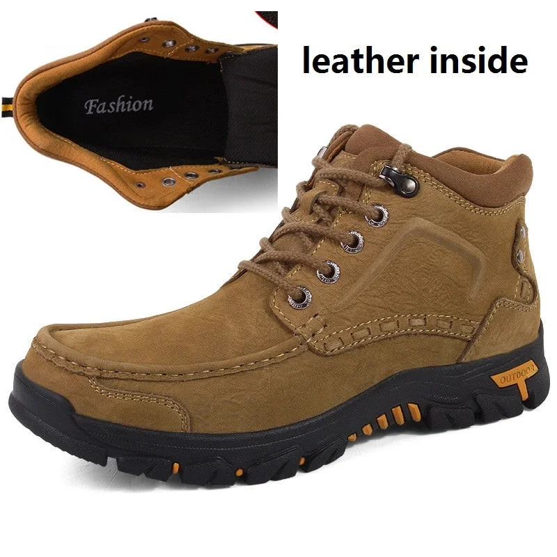 New Plush Super Warm Men's Winter Shoes Cow Leather Ankle Boots for Men Winter Snow Boots Male Casual Autumn Big Size 38-47