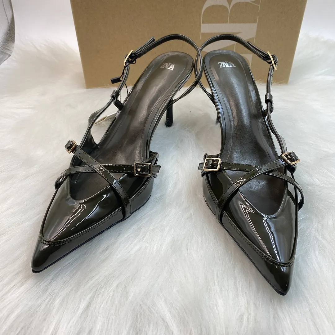 Breakj Breakj Spring New Cross-Scutter Buckle High Heel Sandals Fine Heel Stumbling Belt Daily Wear Women