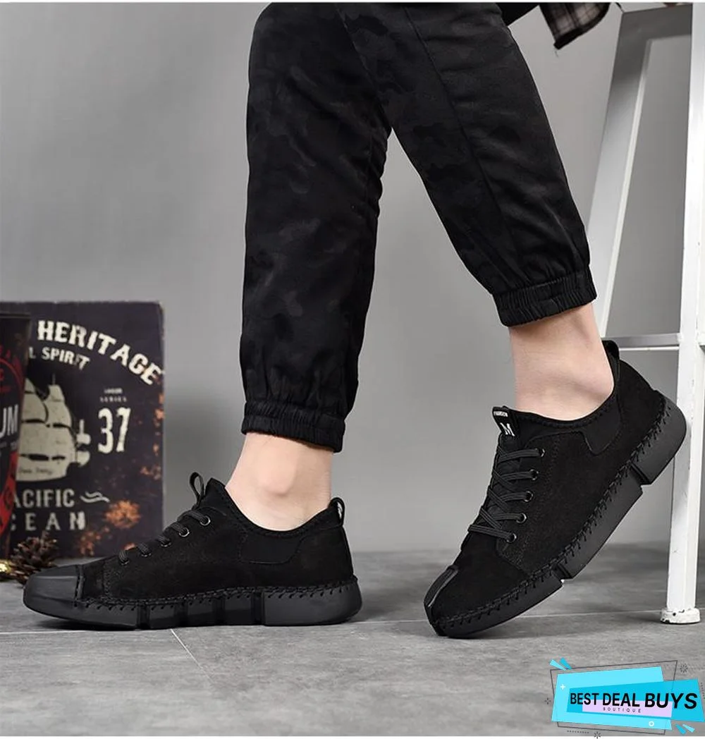 Men Leather Casual Big Size Flats Shoes