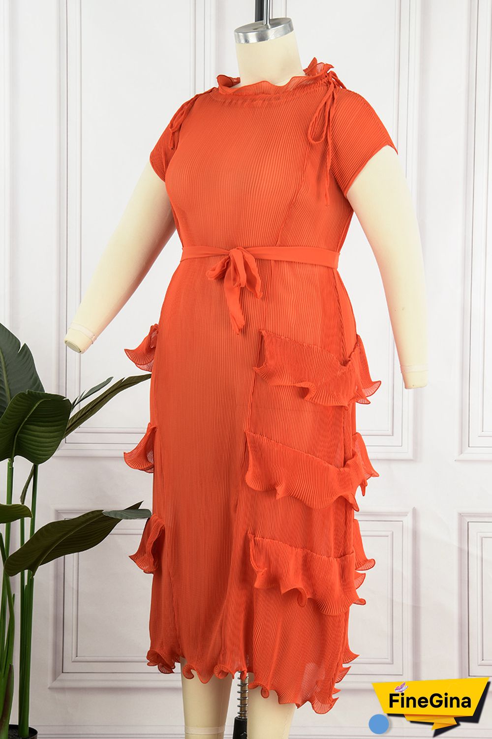 Red Casual Solid Patchwork O Neck Short Sleeve Dress Dresses