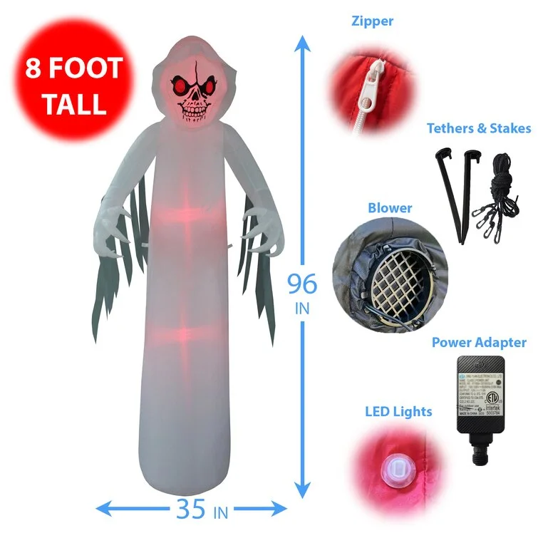 Ghost with Color Change LEDs Yard Halloween Inflatable