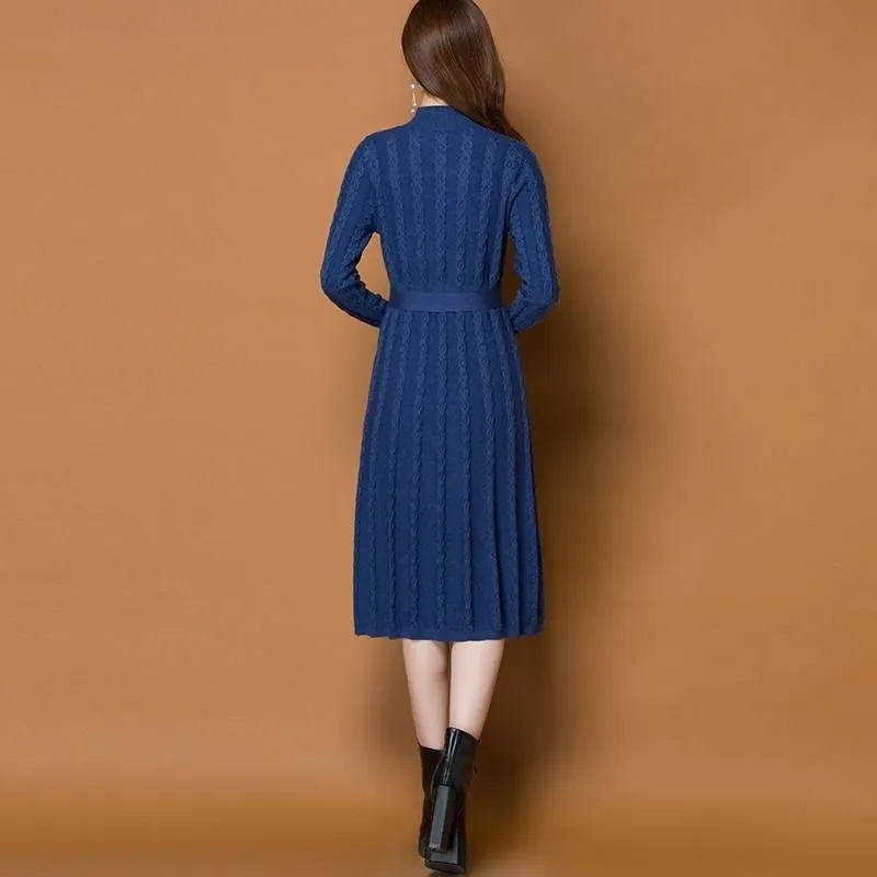 Dress Autumn Dress 2021 New Female Twist Knitted Sweater Skirt Over The Knee Bottom Skirt Autumn And Winter Popular Long Skirt
