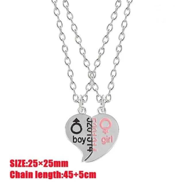 Heart Pendant Boy Girl Necklace Fashion Couple Chain Necklace-Mayoulove