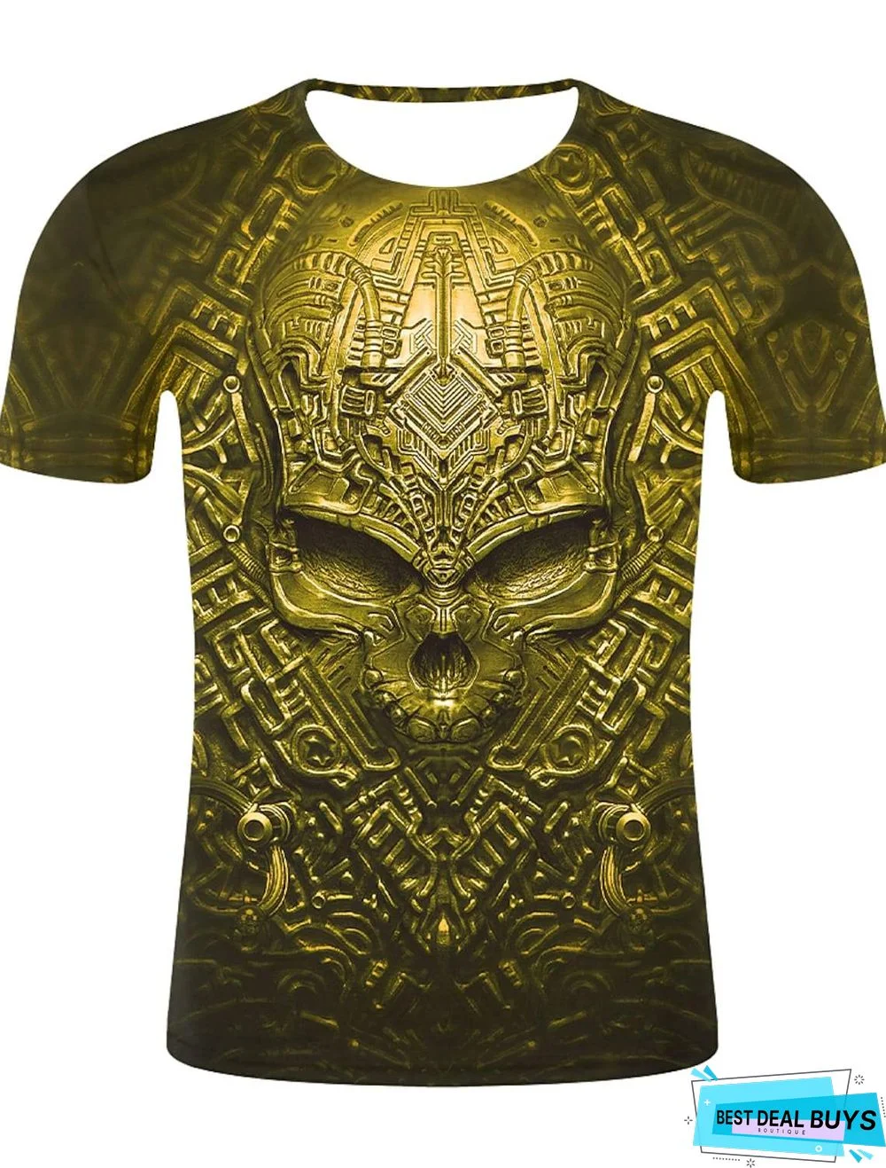 Men's T-Shirt Graphic 3D Skull Plus Size Print Short Sleeve Daily Tops Streetwear Exaggerated Round Neck