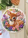 Animal DIY Stamped Embroidery Starter Kit for Beginners Adults Craft Lovers Gift Cross Stitch Kit with Embroidery Hoop 29x29cm