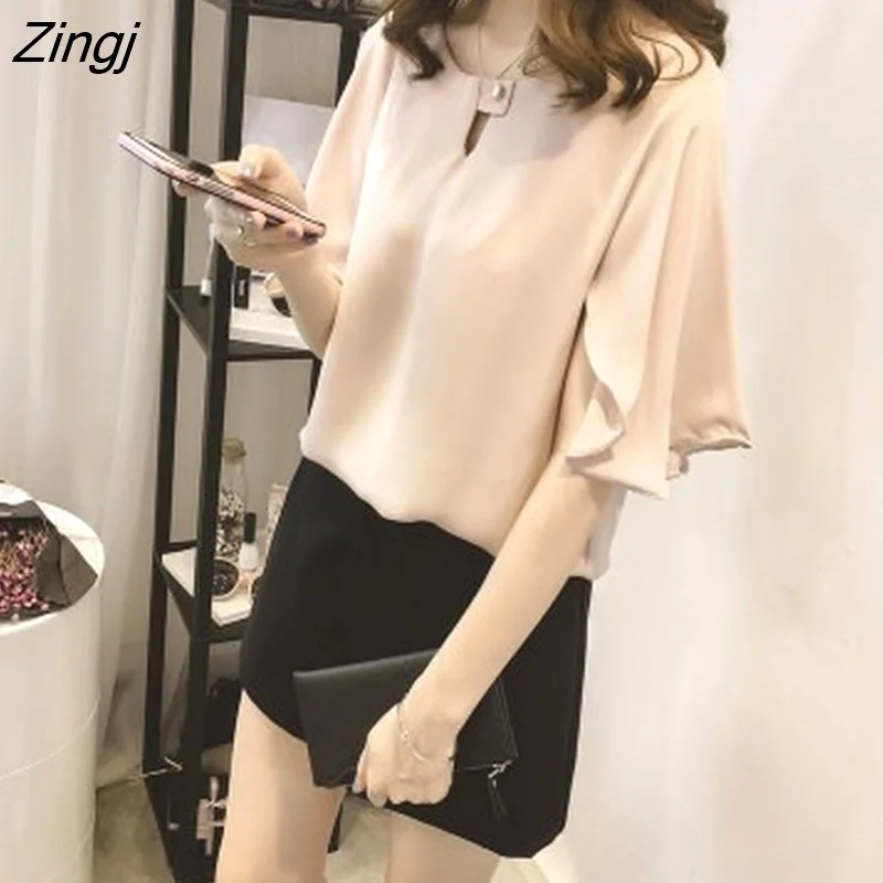 Zingj sleeve 2022 summer women's shirt blouse for women blusas womens tops and blouses chiffon shirts ladie's top