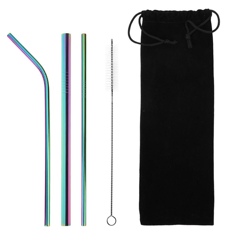 

5pcs/Set Reusable Stainless Steel Straight Bent Drinking Straws Clean Brush, 501 Original