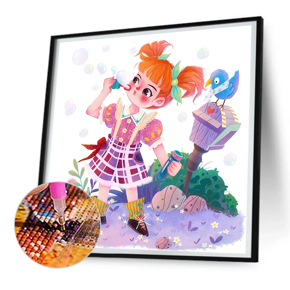 Full Round Diamond Painting 30*30cm - Little Girl