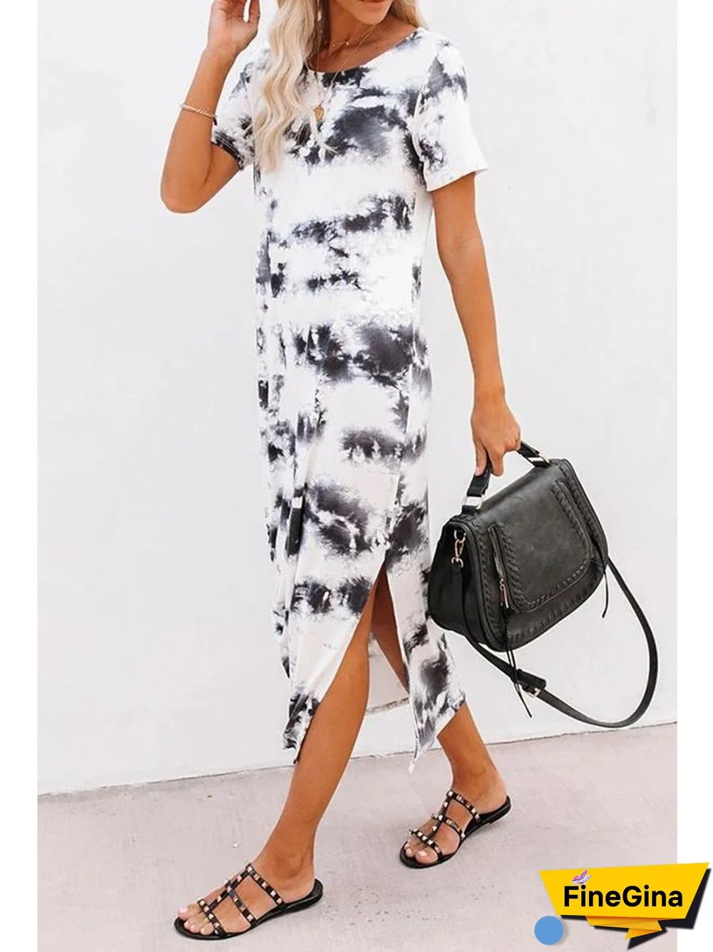 Basic Tie-dye Slim-fit Midi Dress P10148