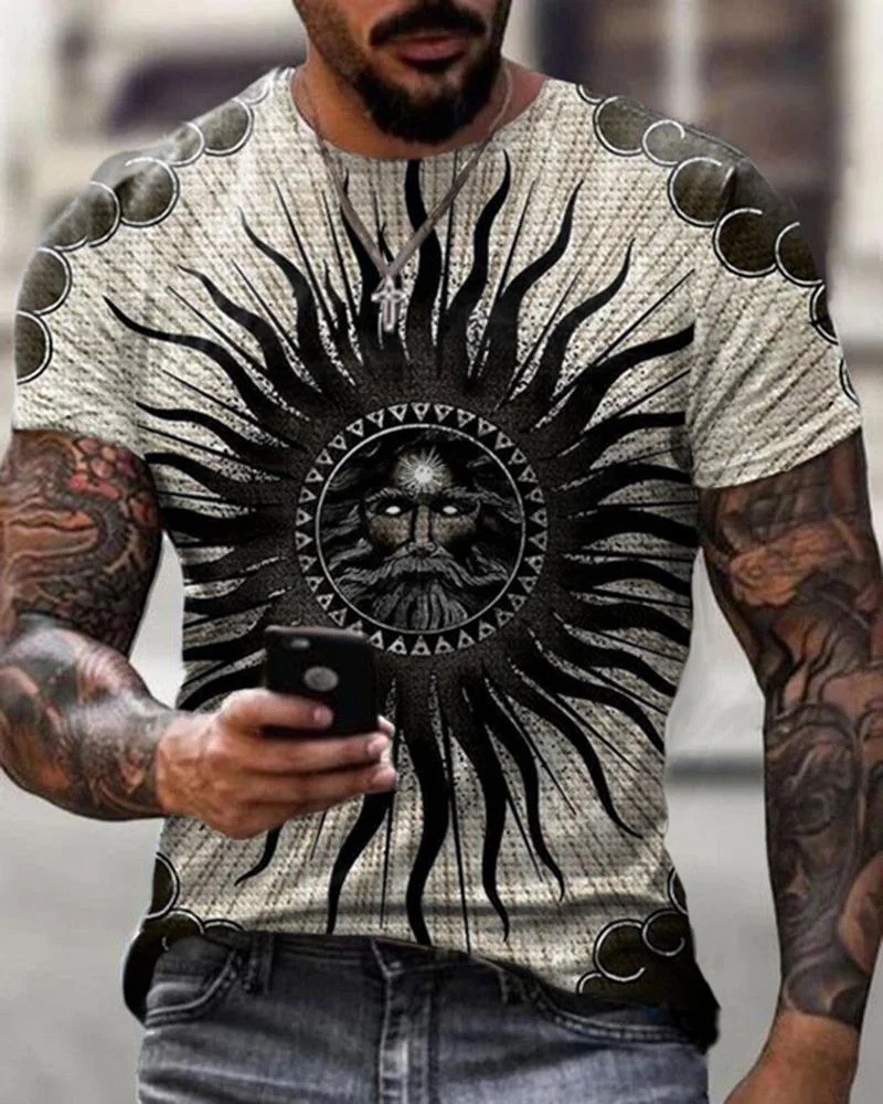 Fashion Street Men's Abstract Print T-shirt