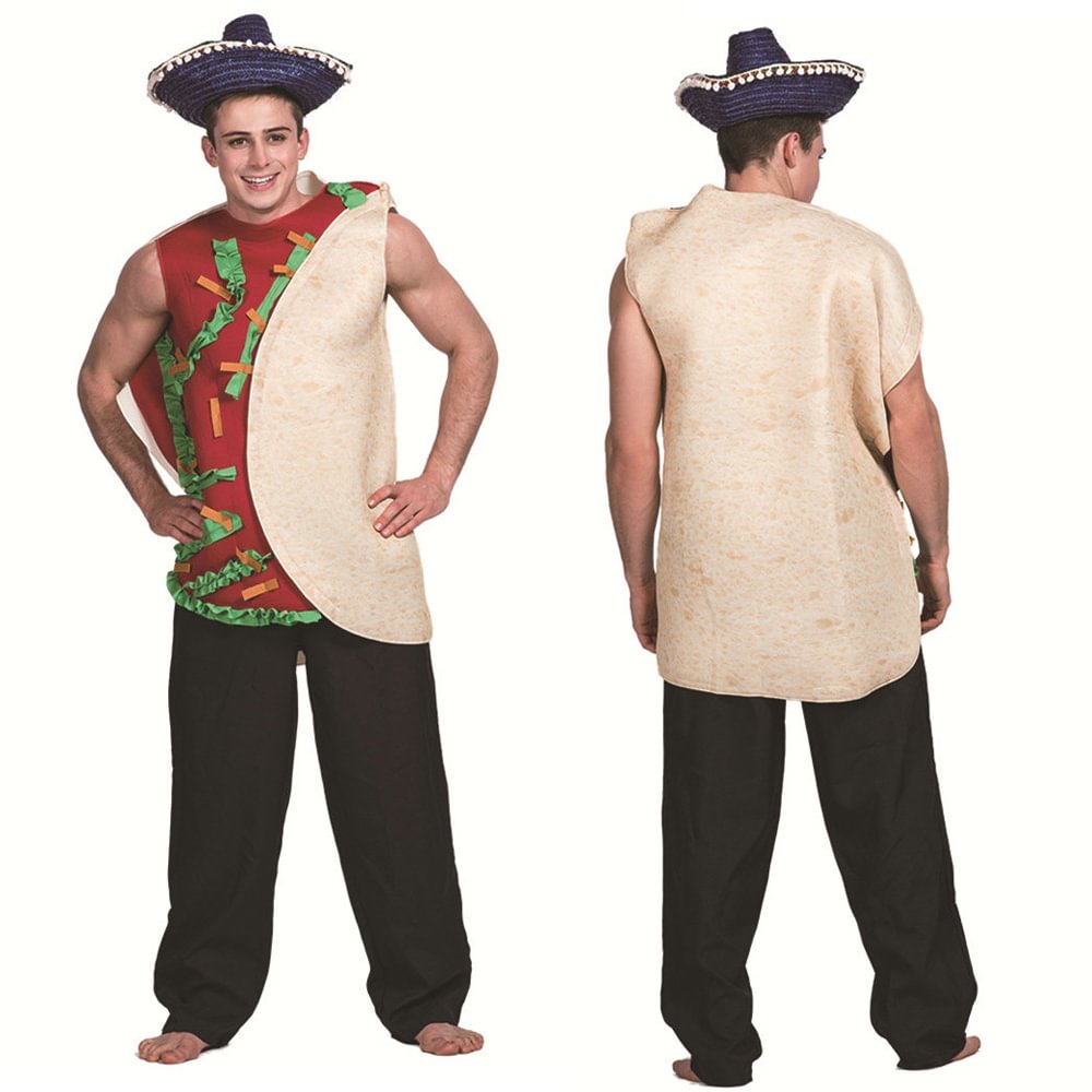 Men Hamburger Sandwich Tunic Mexican Food Cosplay Halloween Costume-Pajamasbuy