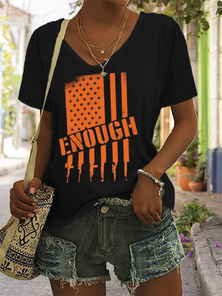 Wearshes Enough End Gun Violence Flag Graphic T Shirt