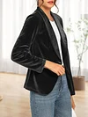 Elegant Women's Blazer - Solid Color, Long Sleeve, Open Front with Single Button - Machine Washable Polyester & Elastane Blend for Fall/Winter