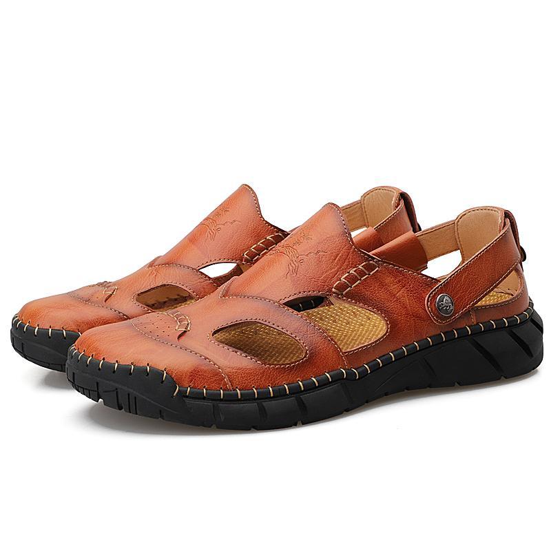 Dacomfy Man Stylish Breathable Non-slip Leather Beach Sandals 