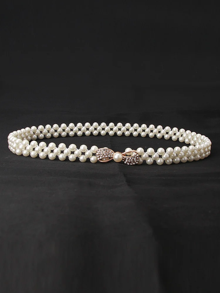 Fashionable Pearl Rhinestone Waist Chain Belts