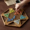 Wooden Checkers 60/90 Acrylic Marbles in 6 Colors, Classic Strategy Family Board Game for Kids and Adults