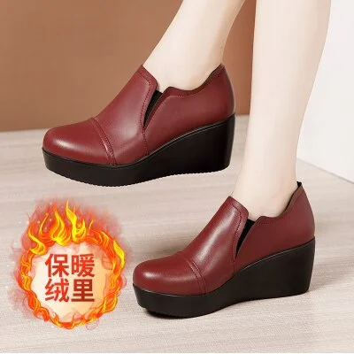 GKTINOO High Heel Women Shoes 2022 Women Leather Casual Shoes Breathable Fashion Waterproof Wedges Platform Shoes Women