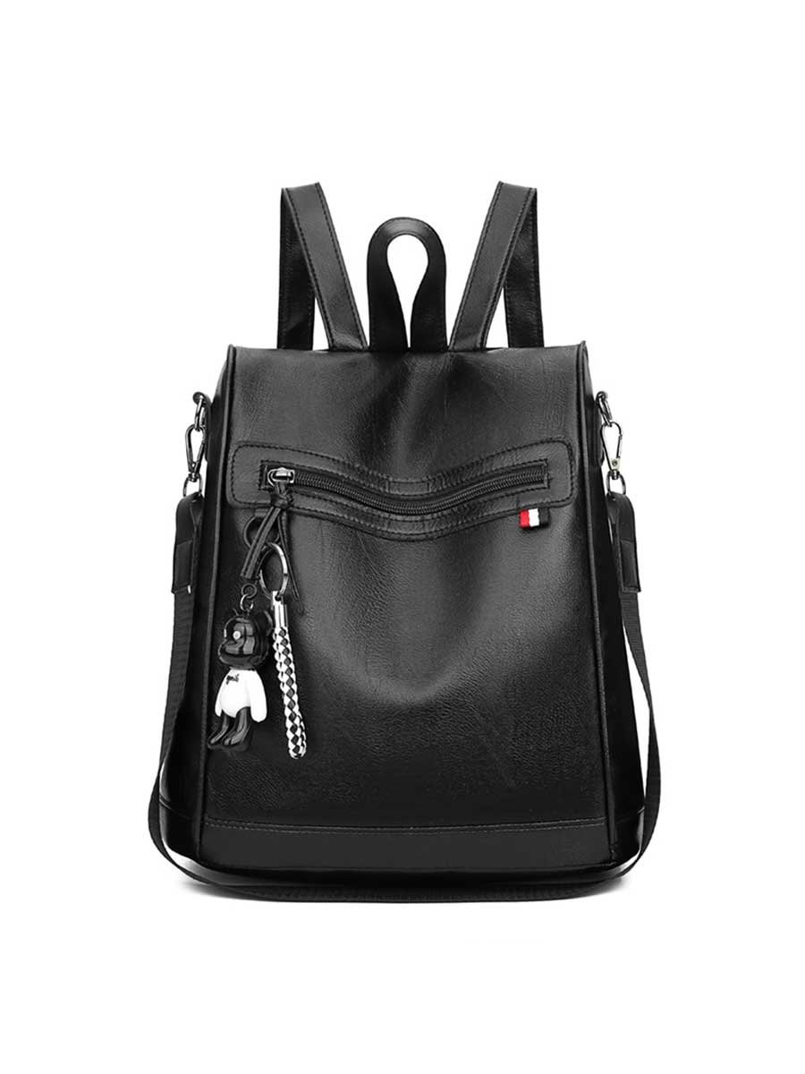 Ladies Bag Soft Solid Color Multi-function Backpack
