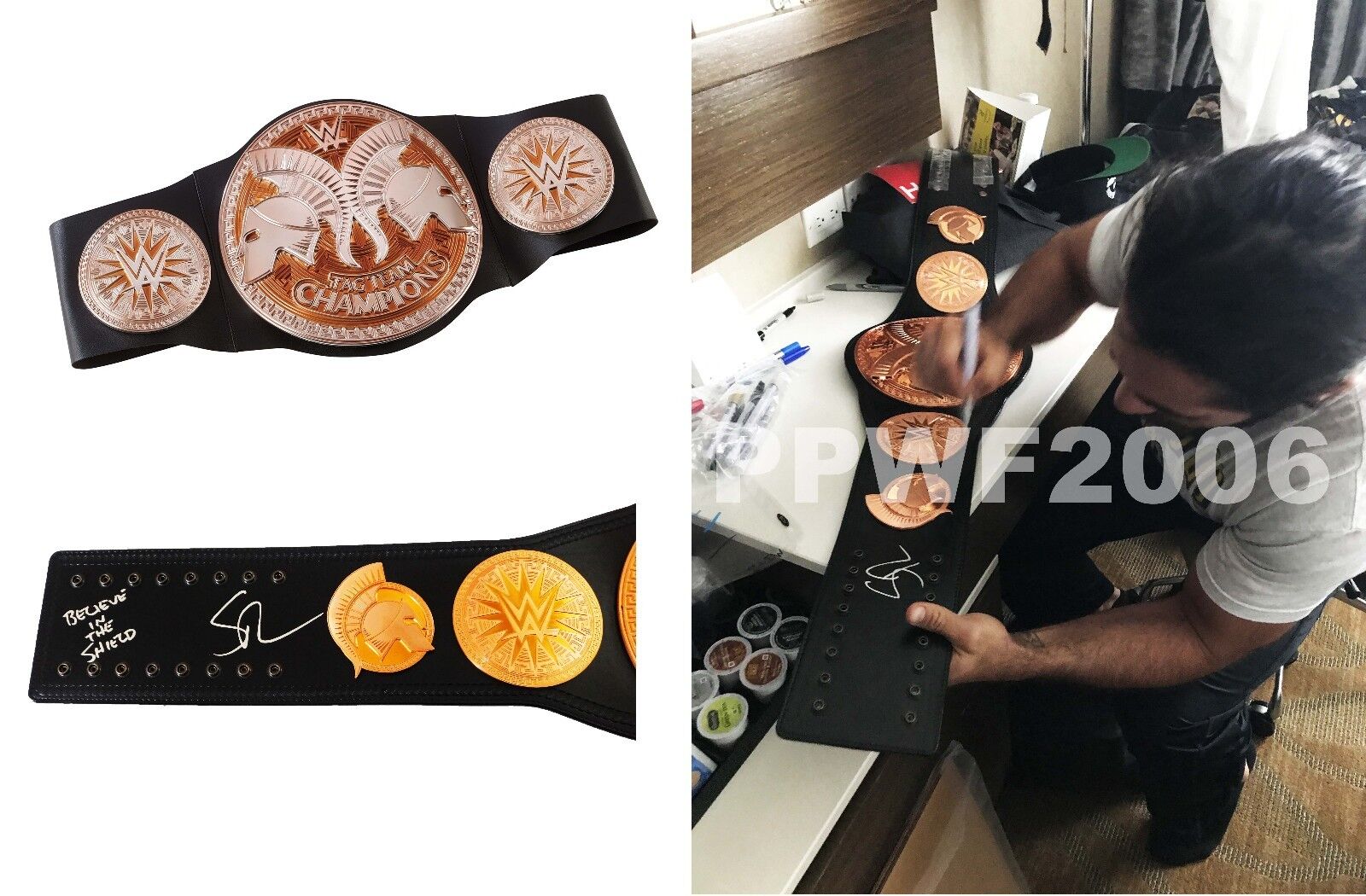 WWE SETH ROLLINS HAND SIGNED AUTOGRAPHED TAG TEAM ADULT BELT W/ EXACT PIC PROOF