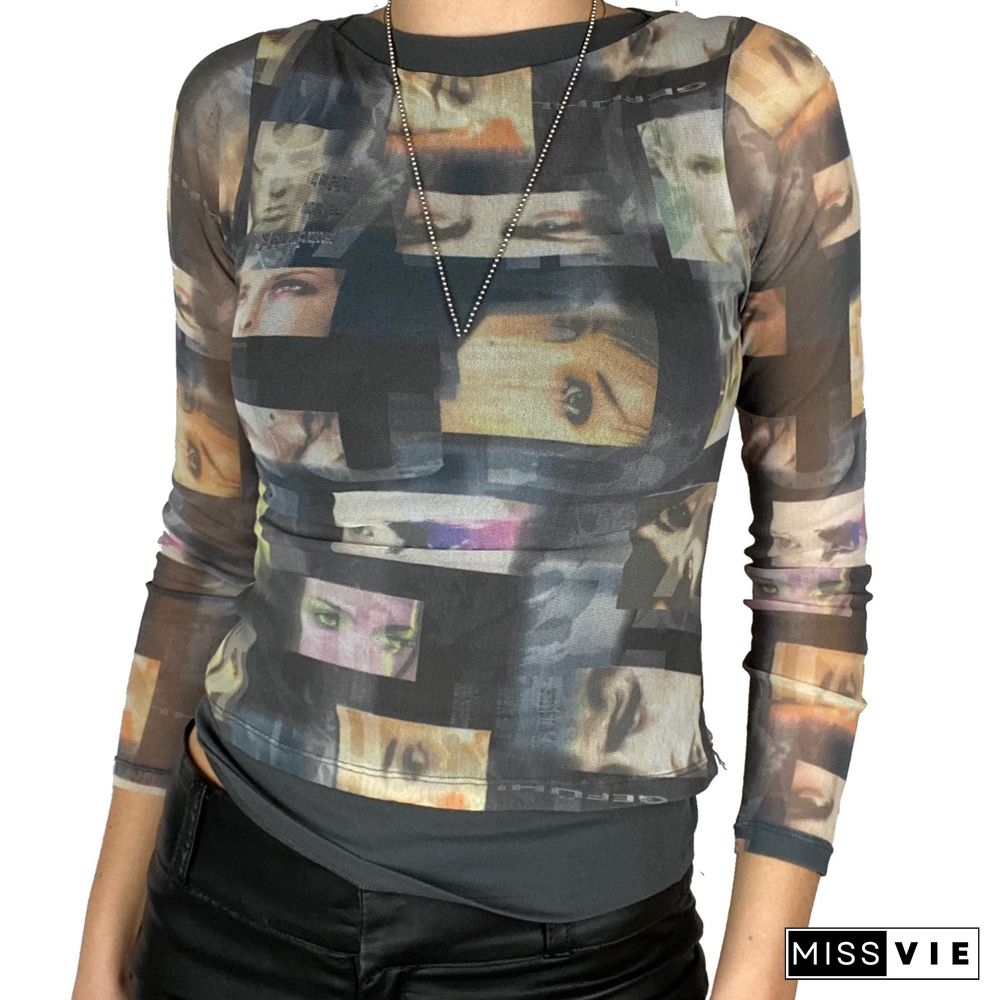 Women Trendy Portrait Letter Printed Tank Tops Summer Vest Female Round Neck Sleeveless Slim Fit Crop Tops