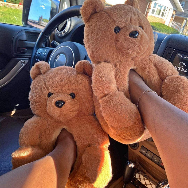 Teddy Bear Slippers Women Plush Big Bear SlippersIndoor