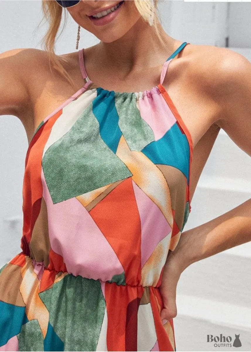 Boho Printed Long Sleeveless Dress Josie