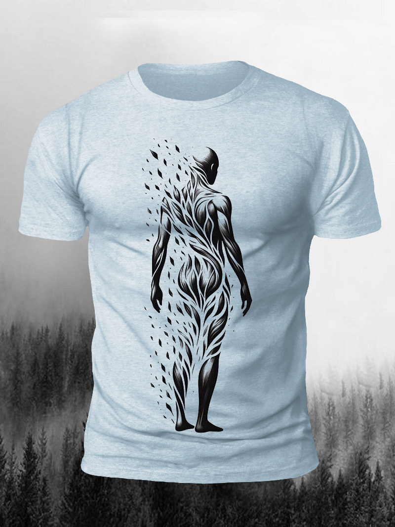 Men's Humanoid Floating Print Casual Short Sleeve T-shirt
