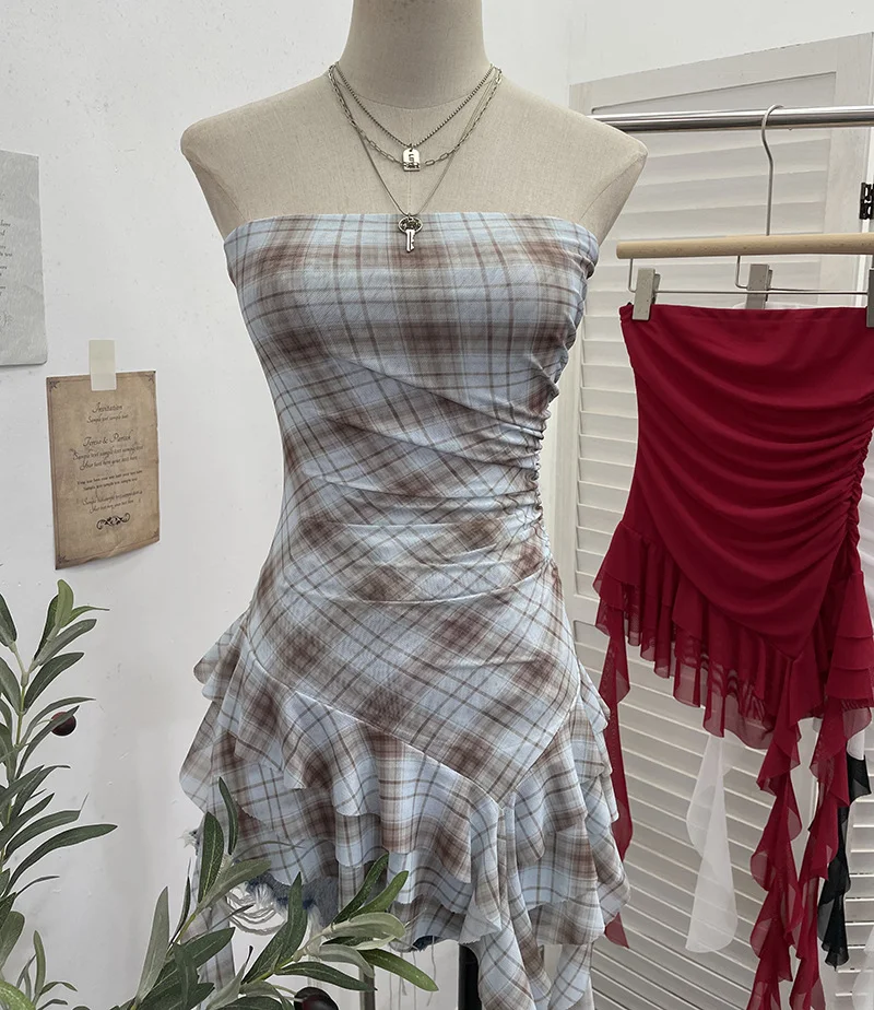 Nigikala Nigikala Shooting Hottie Sexy Shoulder Irregular Lotus Side Ribbon Bram Repair Print Sleeveless Top 1228