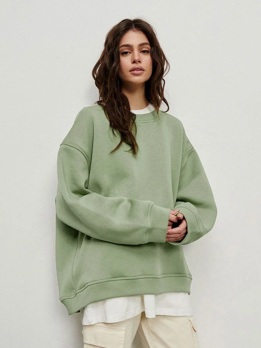 Uveng Loose Sweatshirt Street Solid Color Polar Sweaters