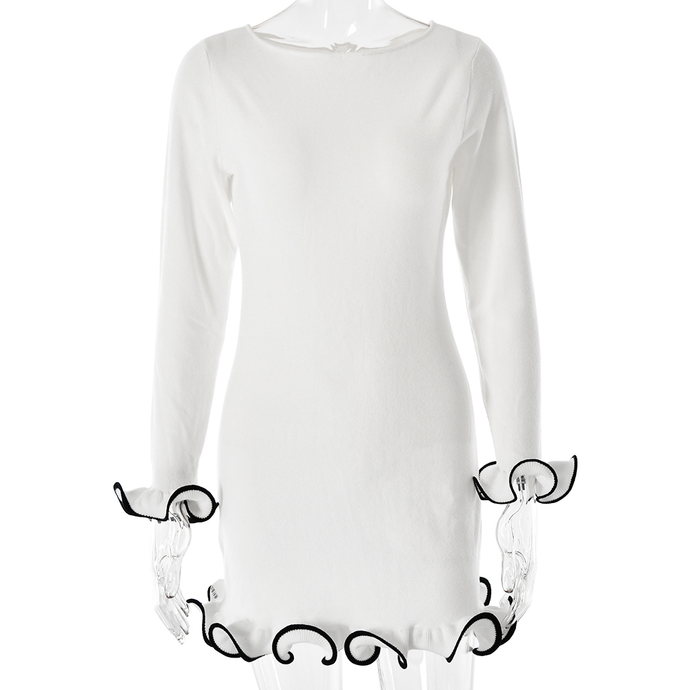 Ootddress Fashion Knitted Sweater Long Sleeve Elastic Tight Dress Women Bodycon Skirt Female Autumn/Winter New Street Clothing