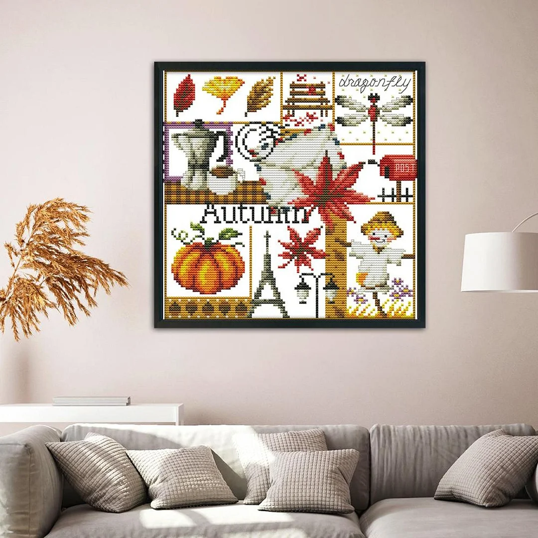 14CT Stamped Cross Stitch Kits DIY Printed Needlework Decor (K942 Autumn)