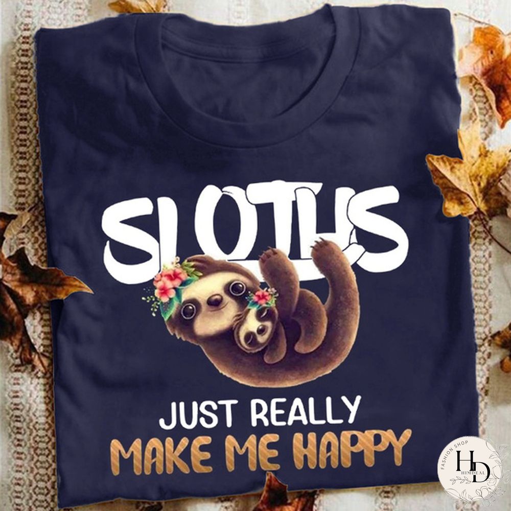 Summer Letter Print Funny T-Shirt Women Fashion Cute Sloth Printed Short Sleeved T-shirt Summer Lady Casual Graphic T Shirts Round Neck Pure Color Tee