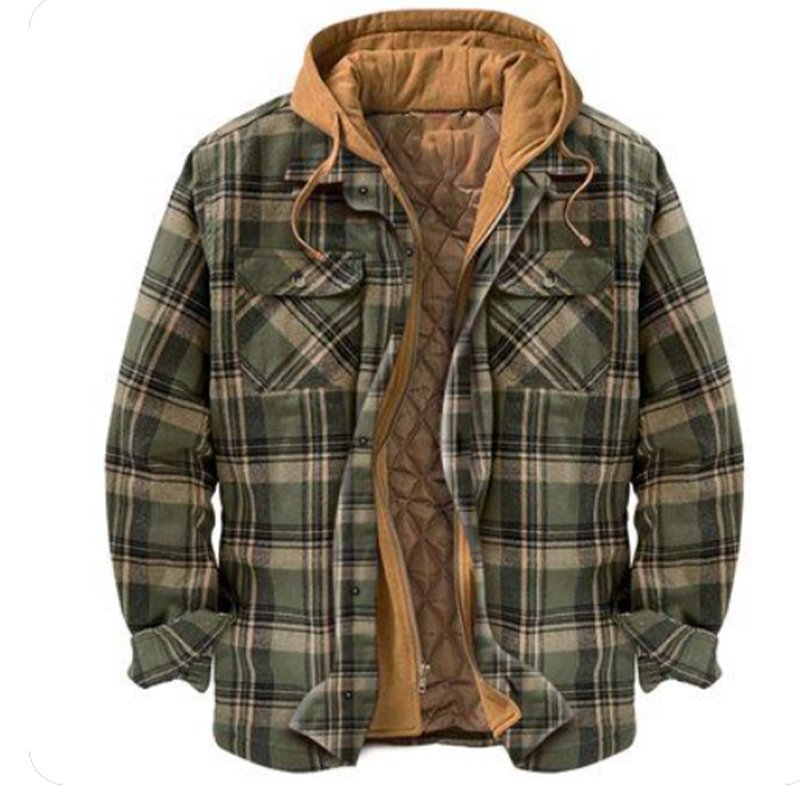 Men's Lined Hooded Flannel Jacket