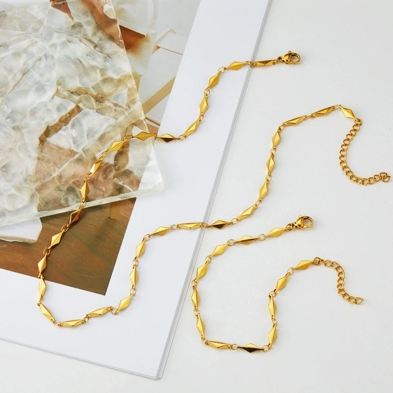 Minimalist Commute Solid Color 304 Stainless Steel None 18K Gold Plated Bracelets Necklace