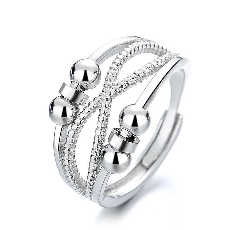 Bead Double Hollow Line Spinning Ring