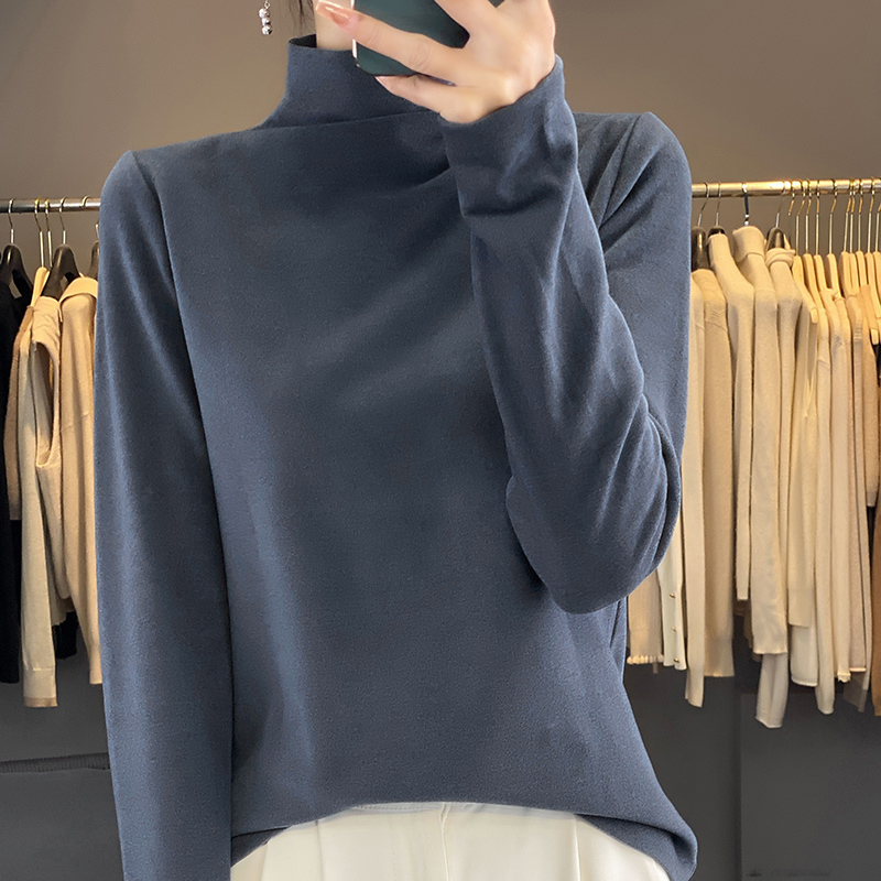 Autumn Winter Women New Fine Darlon Sweater Half-high Collar Solid Pullover Bottoming Knitwear Long Sleeve Skin Friendly Tops | Launchpadint