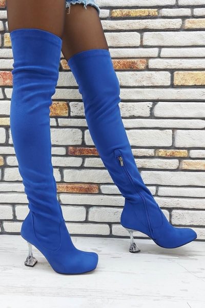 Women Sax Suede Fashion High Boots On Heels Comfortable Ladies Luxury Stylish Female Boots - Life is Beautiful for You - SheChoic