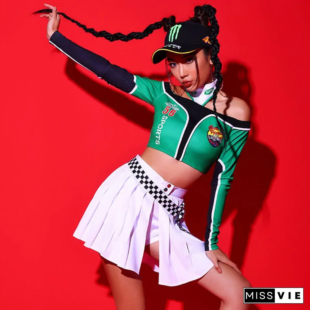 Letter Print Crop Top Shorts Mini Skirt Pants Colorblock Three Pieces Set