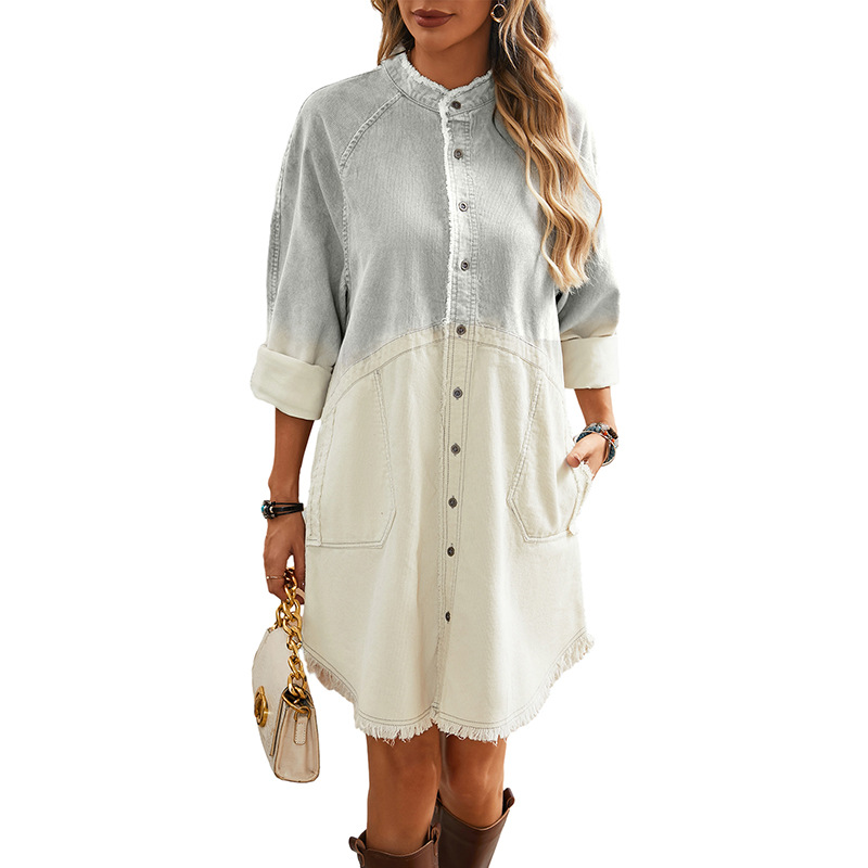 Mature Women Fashion Loose Denim Skirt Dress